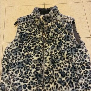 Leopard Print Fleece Vest Doublesided